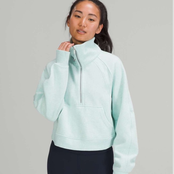 lululemon athletica Tops - EUC Lululemon oversized funnel neck scuba Heathered Delicate Mint M/L no flaws